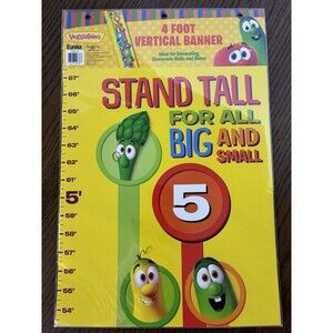 Veggie Tales Growth Chart Class Wall Vertical Banner 4ft Poster Bible School VBS